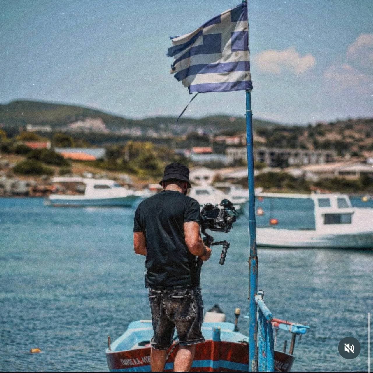 Filming on boat — Greece